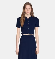 Cardigan court en maille pointelle Sandro