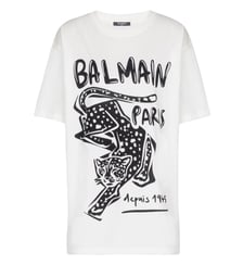 T-shirt à manches courtes imprimé léopard Balmain