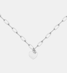 Collier maille rectangles allongés Jamais sans Toi | Médaille Coeur en Argent avec diamant blanc La Garçonne Diamant