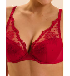 Soutien-gorge push-up décolleté plongeant - Rouge Opéra Simone Pérèle