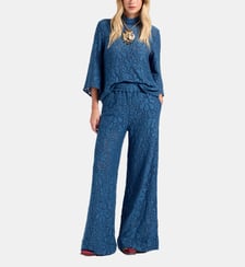 Pantalons Lacey Palazzo Solid Blue La DoubleJ