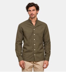 Chemise en flanelle kaki col officier coupe droite Atelier Privé
