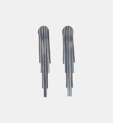 Boucles d'oreilles chaînes longues bleues et dorées Balaboosté