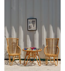 Ensemble de table et fauteuils en rotin Ange N°24- Produit chiné Debongout