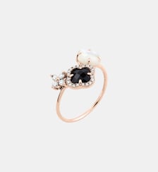 Bague, onyx, nacre blanche, diamants, or rose Morganne Bello