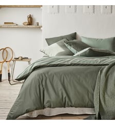 Parure de lit bicolore en coton, taies rectangles, BONS JOURS Essix