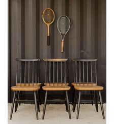 Lot de 6 chaises en bois noir Alma N°1873- Produit chiné Debongout