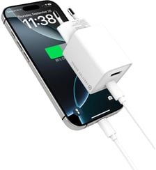 Chargeur 32W charge rapide USB-A  / USB-C Blanc Essentiel B