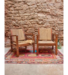 Paire de fauteuils en cordes des années 50 Ernest N°812- Produit chiné Debongout