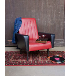 Fauteuil vintage en skai bicolore Jakob N°1285- Produit chiné Debongout