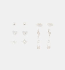 Set de 6 paires de petites puces d'oreilles argentées Balaboosté