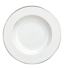 Assiette creuse à aile en porcelaine finition platine - ALBI Christofle