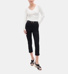 Pantacourt mason - Motif uni - Coupe slim Caroll