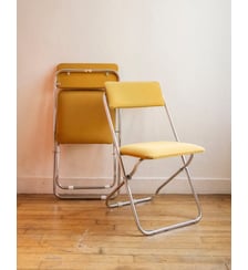 Paire de chaises jaune moutarde pliantes Alma N°1647- Produit chiné Debongout