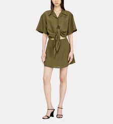 Robe courte en mélange de lin avec nœud à la taille Diesel