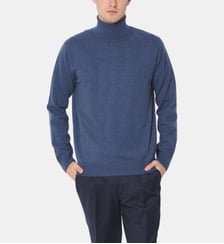 Pull Col roulé 100% Cachemire Bleu Denim Atelier Privé
