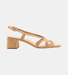 Pearl - Sandales En Cuir Chèvre Velours Camel Parallèle