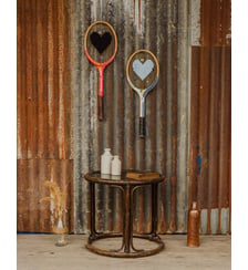 Table d'appoint en verre et bois Francine N°1672 - Produit chiné Debongout