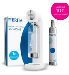 Machine à soda SodaONE blanche + 1 cylindre CO2 + 1 bouteille en PET Brita