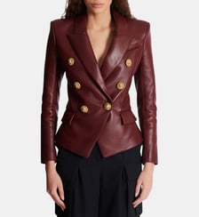 Veste 6 boutons en cuir d'agneau Balmain
