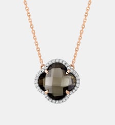 Collier, quartz fume, diamants, or rose Morganne Bello