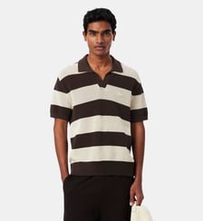 Pull col polo manches courtes rayé Lacoste