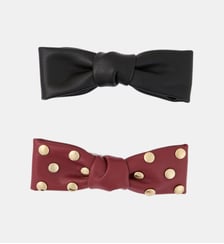 Set de 2 pinces à cheveux nœud effet cuir bordeaux et noir Balaboosté