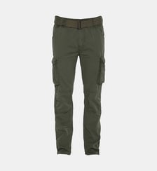 Pantalon cargo droit coton ceinturé-Kaki-30 - US-Olive-30 - US Schott