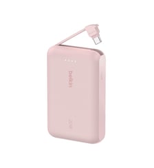 Batterie externe 10000 mAh avec cable USB-C intégre pink Belkin