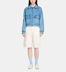 Blouson en jean à bord-côtes Sandro