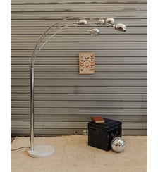 Lampadaire chromé et en marbre Julien N°416- Produit chiné Debongout