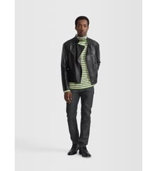 blouson Fifre en cuir d'agneau noir Agnès b.