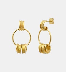 Boucles d'oreilles anneaux tiges percées   doré à l'or fin - Alicudi Satellite