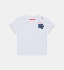 T-shirt avec logo et manches en dentelle Diesel Kids