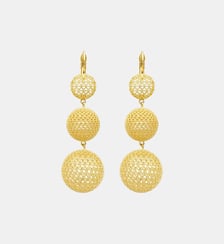 Boucles d'oreilles dormeuses longues   doré à l'or fin - Betty Satellite