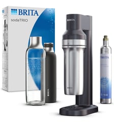 Machine à soda sodaTRIO noire + 1 cylindre CO+ 1 bouteille verre 1L + 1 bouteille isotherme 0.65L Brita