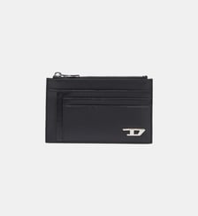 Porte-cartes en cuir avec poche zippée Diesel