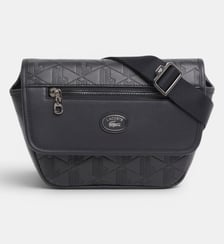 Mini sac messenger monogramme en cuir Lacoste