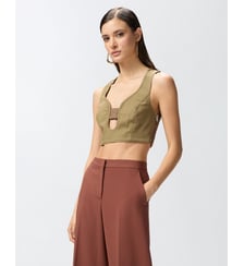 Crop top en coton avec décolleté Pinko