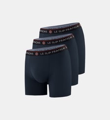 Lot de 3 boxers longs marine en coton Le Slip Francais