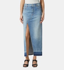 Jupe longue en denim clair fendue sur le devant Pinko