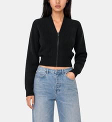 Cardigan court zippé en laine mérinos The Kooples