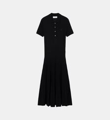 Robe plissée col polo cachemire mélangé Lacoste
