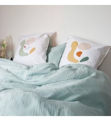 Lot de 2 taies d'oreiller réversibles en percale de coton lavé, RÊVES EN ROSE Blanc Cerise