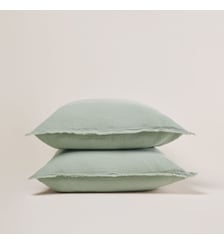 Lot De 2 Taies D'Oreiller  Gaze de coton lavé finition frangée, 65x65 cm Madura