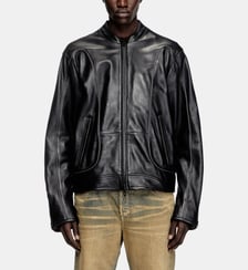 Veste biker en cuir avec détails passepoilés Diesel