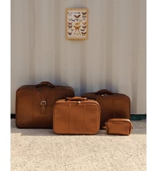 Ensemble de valises en cuir marron Lucienne N°322- Produit chiné Debongout