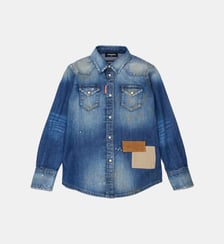 Chemise en denim à manches longues avec logo Dsquared2