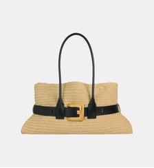 Sac Anthem Large en crochet et cuir lisse Balmain
