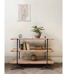 Étagère à trois niveaux en bois et fer forgé Isabelle N°365 - Produit chiné Debongout